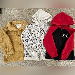 Bundle of 3 Kids Toddler full zip hoodie sweatshirt jacket Zara/Under Armour